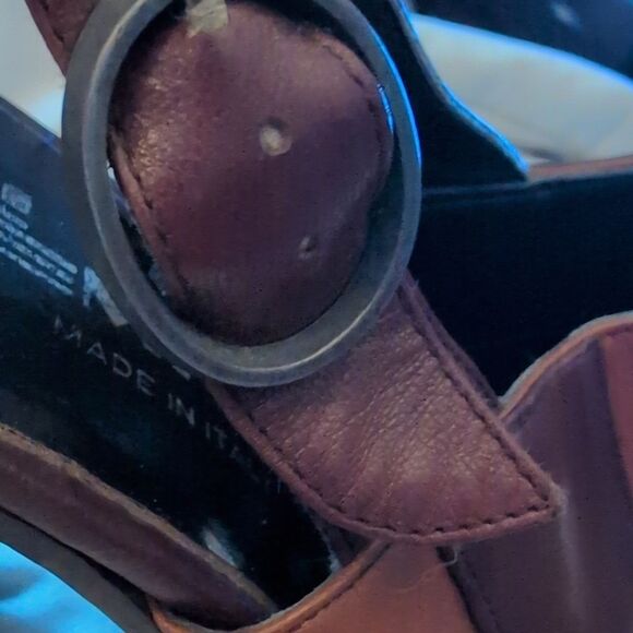 70s‎ Vintage Two Tone Brown Leather Women's Platform Heels - Picture 8 of 11